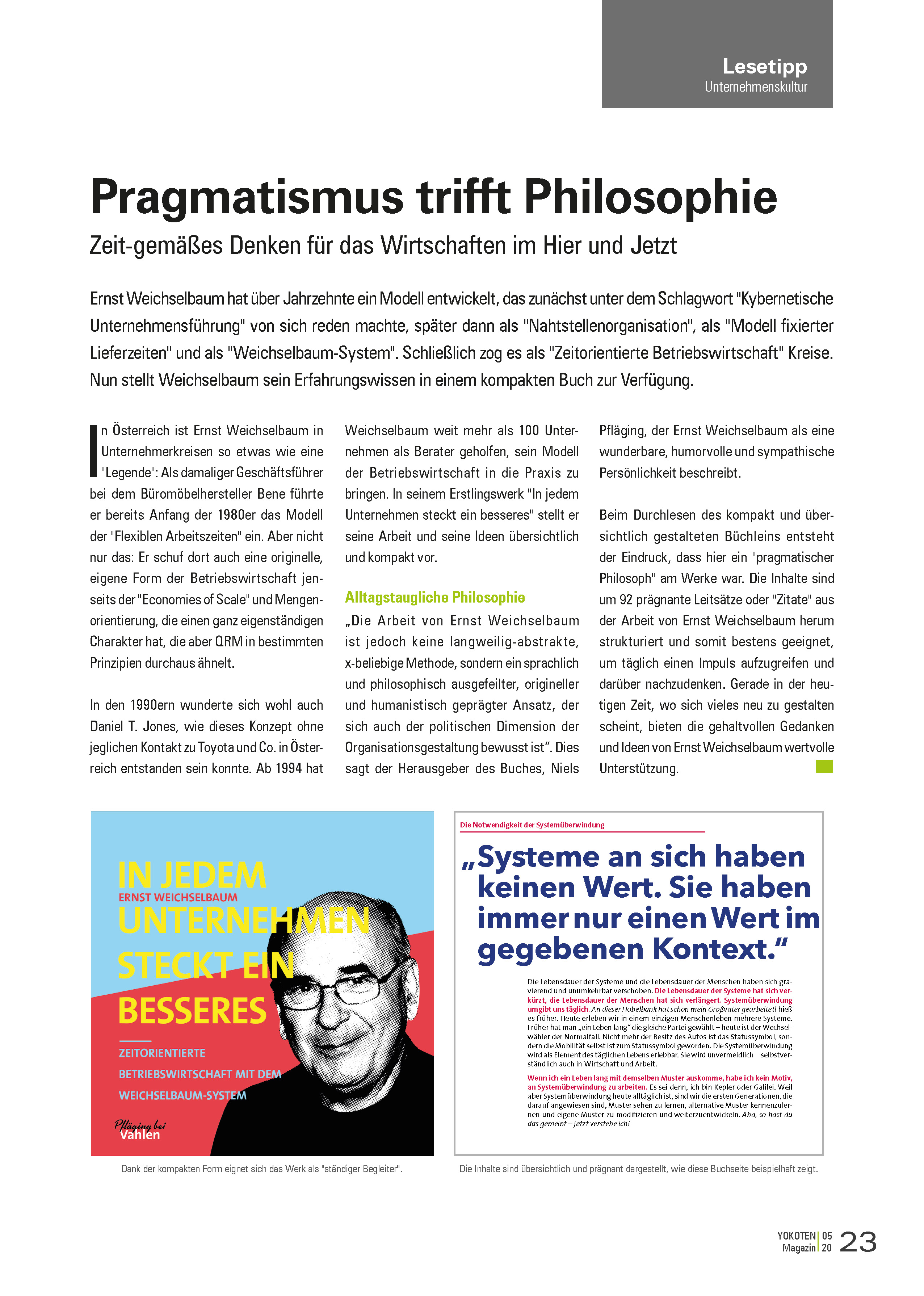Pragmatismus trifft Philosophie - Artikel aus Fachmagazin YOKOTEN 2020-05